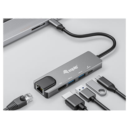 Equip Dock USB-C->HDMI.2xUSB3.0.GbE.100WPD 25cm si