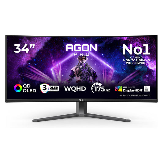86,36cm/34" (3440x1440) AOC AGON PRO AG346UCD OLED HDR400 TrueBlack 0,03ms 175Hz 2xHDMI DP Speaker DarkGrey