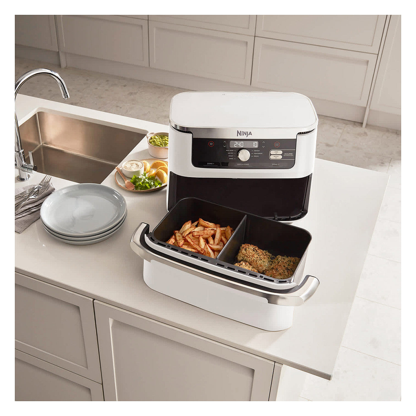 Ninja AF500EUWH Foodi FlexDrawer 10,4L Heißluftfritteuse Weiß