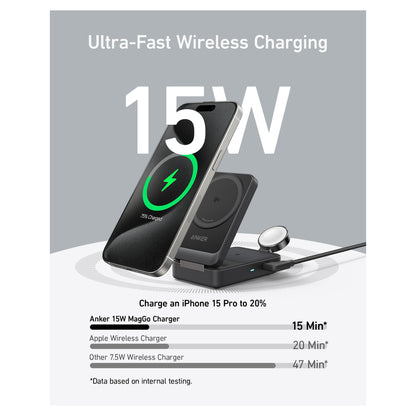 Anker MagGo wireless Charger 15W 3-in-1 black