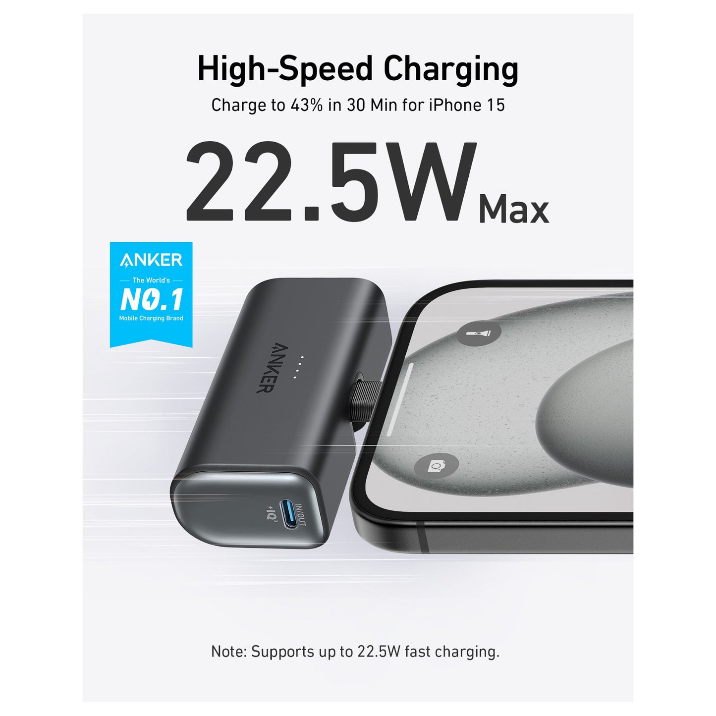 Anker PowerBank Nano 5000 mAh 22,5W 1 x USB-C Port black