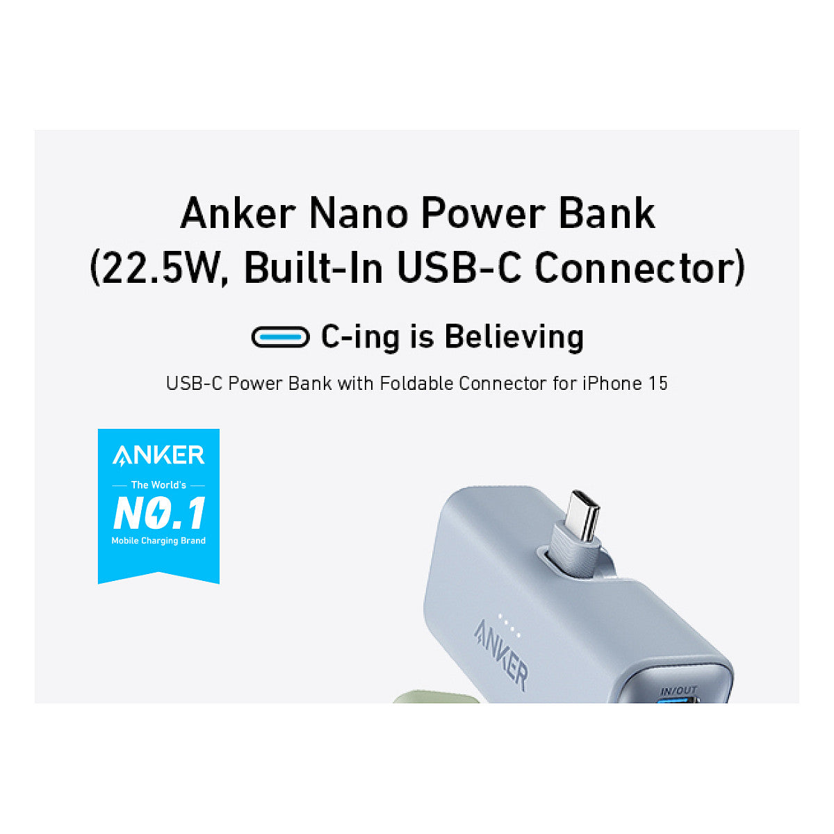Anker PowerBank Nano 5000 mAh 22,5W 1 x USB-C Port black