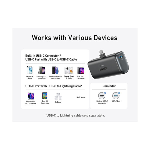 Anker PowerBank Nano 5000 mAh 22,5W 1 x USB-C Port black