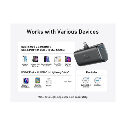 Anker PowerBank Nano 5000 mAh 22,5W 1 x USB-C Port black