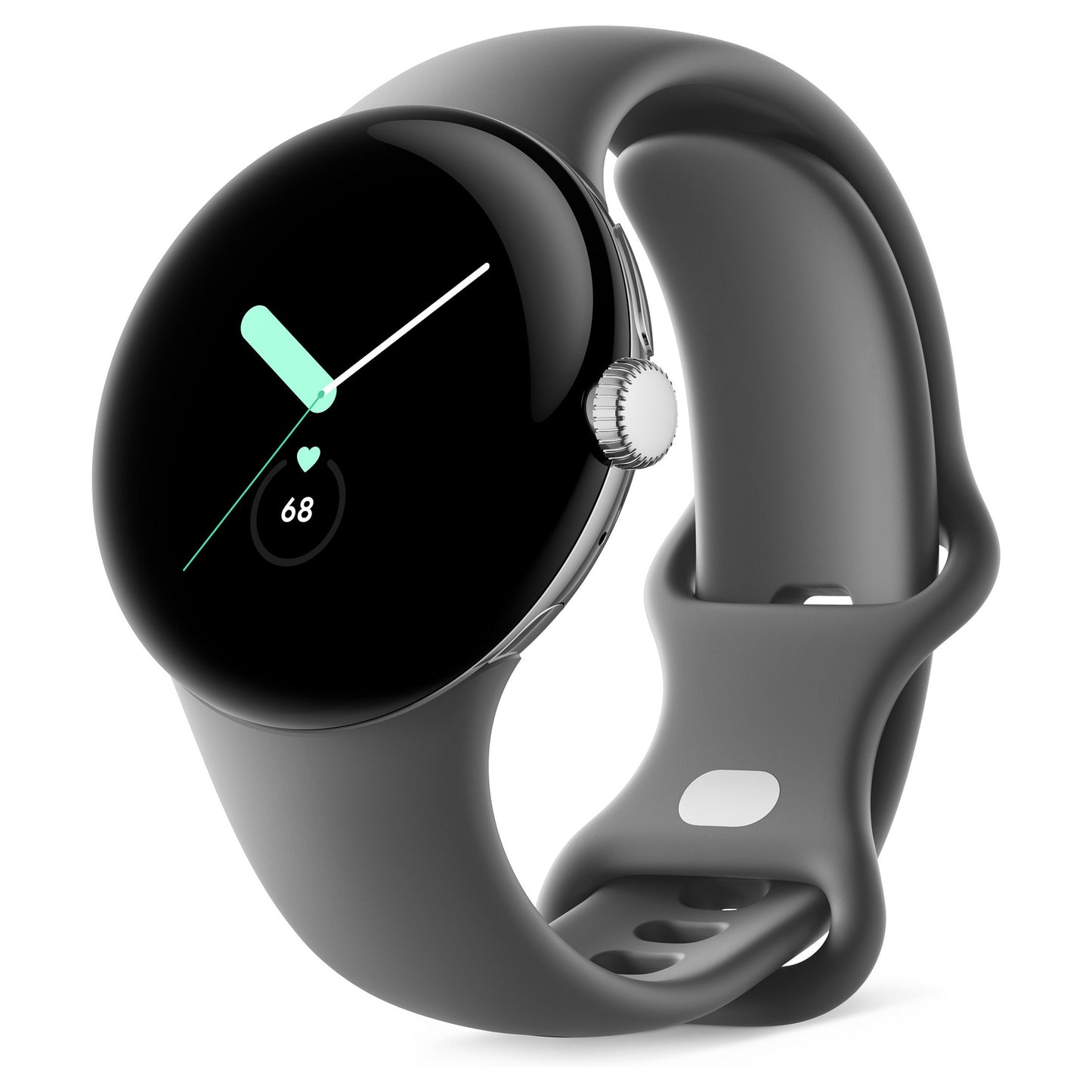 Google Pixel Watch polished silver stainless steel 41mm charcoal active band DE