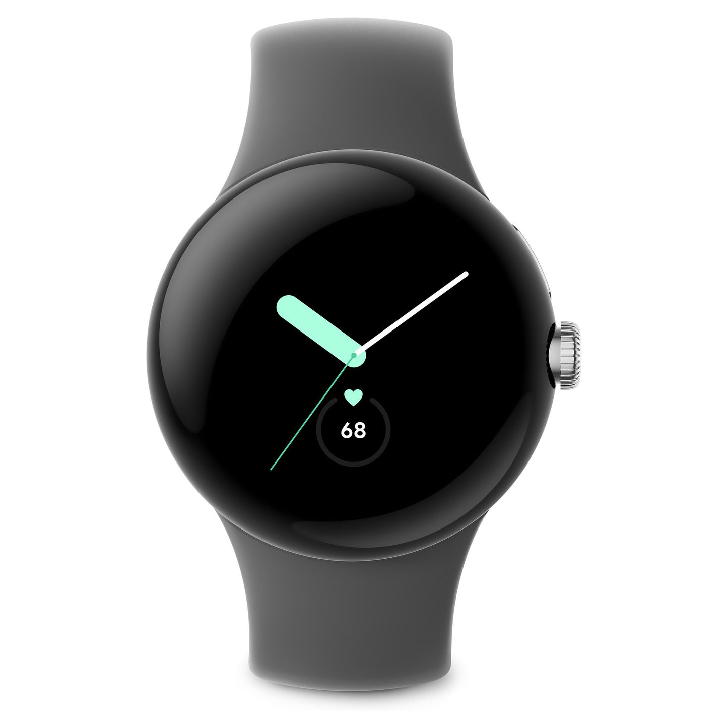Google Pixel Watch polished silver stainless steel 41mm charcoal active band DE