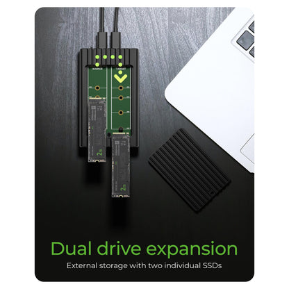 ICY BOX IB-2817MCL-C31 Externes USB-C 3.2 Gehäuse für 2x M.2 NVMe SSD mit Klonfunktion