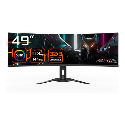 124,5cm/49" (5120x1440) Gigabyte Monitor Aorus CO49DQ DQHD curved HDR400 TrueBlack 0,03ms 144Hz 2xHDMI DP USB-C Speaker Black