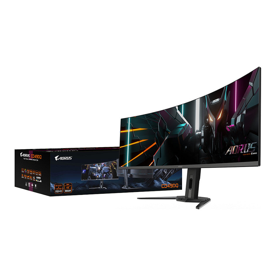 124,5cm/49" (5120x1440) Gigabyte Monitor Aorus CO49DQ DQHD curved HDR400 TrueBlack 0,03ms 144Hz 2xHDMI DP USB-C Speaker Black
