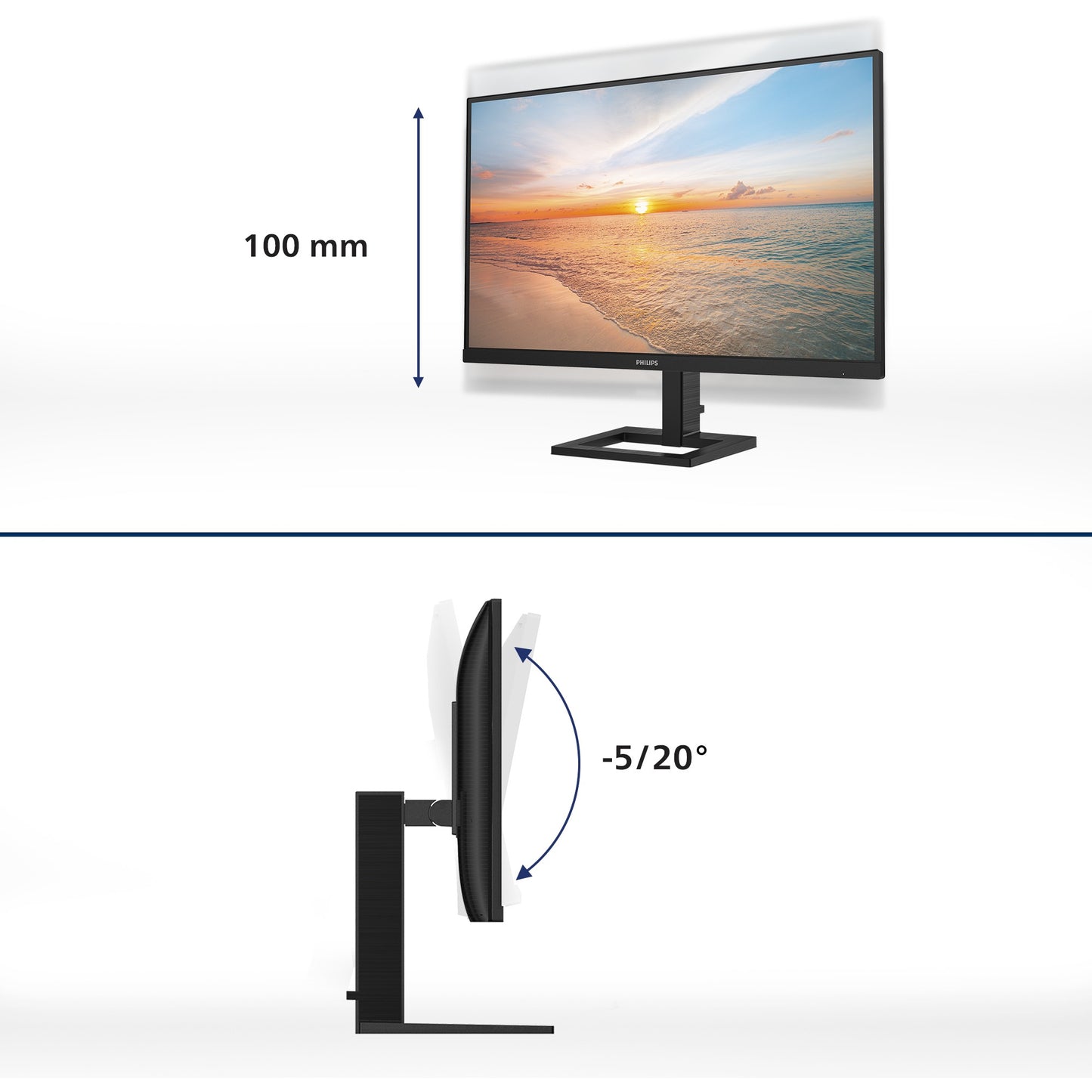 68,6cm/27" (3840x2160) Philips 27E1N1900AE 16:9 4K UHD IPS HDR10 4ms 60Hz 2xHDMI USB-C Speaker Black