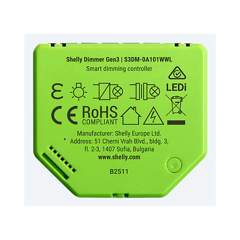 Shelly Relais "Dimmer Gen3" LED Lichtcontroller Messfunktion Unterputz