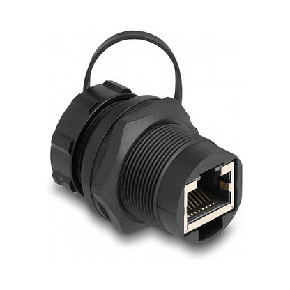 DeLock RJ45 Cat.6A Kupplung mit Verschlusskappe IP67 staub- und wasserdicht