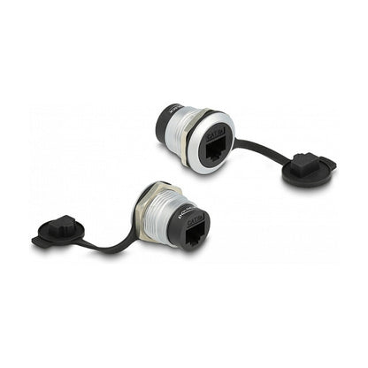 DeLock RJ45 Cat.6A Einbaubuchse mit Staubschutzkappe