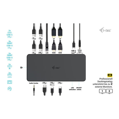 D I-TEC USB-C Thunderbolt 3 Dual 4K Docking Station