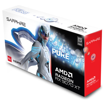 RX 9070 XT 16GB Sapphire Pure Radeon OC GDDR6 3 Fan white