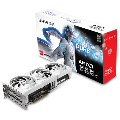 RX 9070 XT 16GB Sapphire Pure Radeon OC GDDR6 3 Fan white