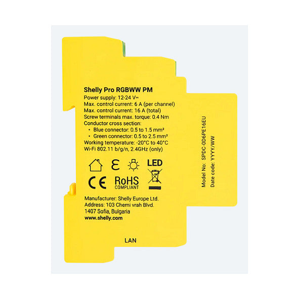 Shelly Relais "Pro RGBWW PM" WLAN LED Lichtcontroller LAN BT
