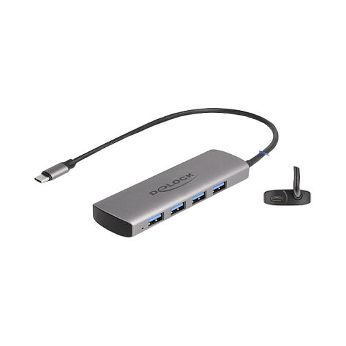 DELOCK USB 10 Gbps 4 Port USB Typ-A Hub mit USB Type-C Anschluss und zustzlicher Strombuchse