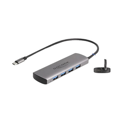 DELOCK USB 10 Gbps 4 Port USB Typ-A Hub mit USB Type-C Anschluss und zustzlicher Strombuchse