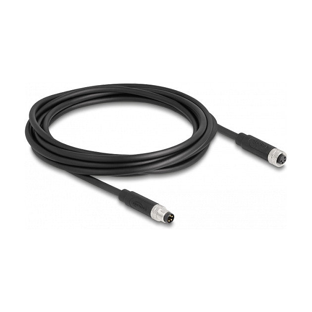 Delock M8 4 Pin Kabel A-kodiert Stecker zu Buchse PUR (TPU) 3 m
