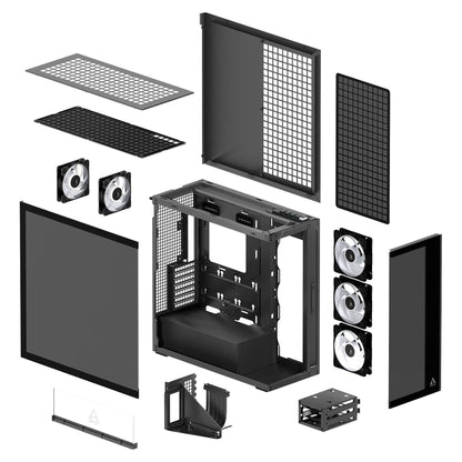 Arctic Xtender (Black) black window with GPU vertical mount