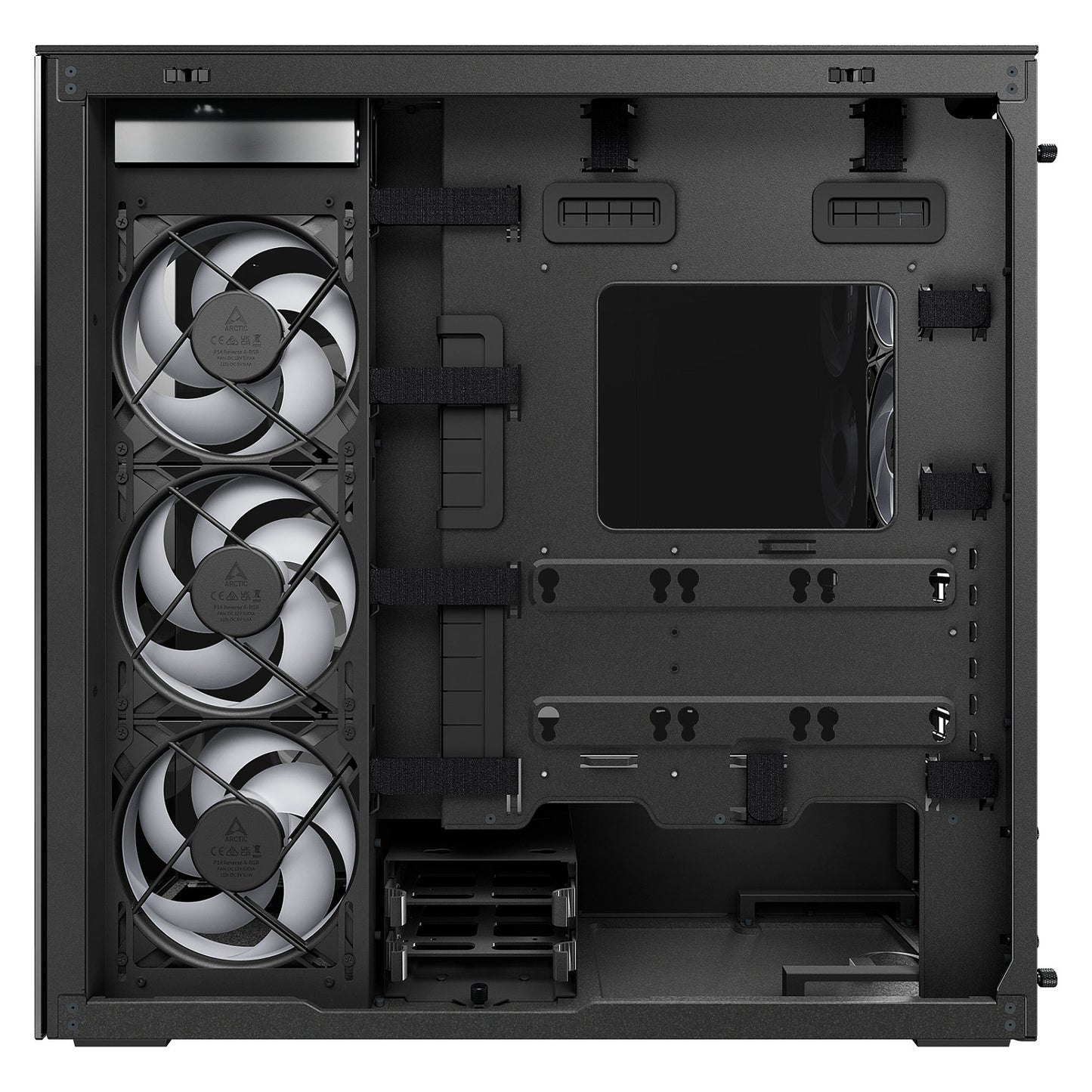 Arctic Xtender (Black) mirrow black window with GPU vertical mount