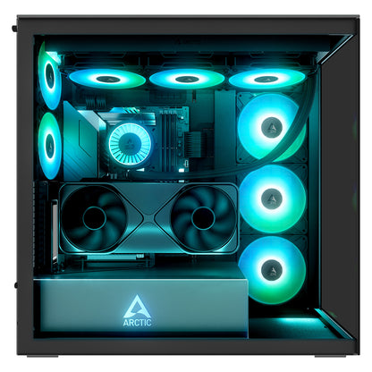 Arctic Xtender (Black) mirrow black window with GPU vertical mount