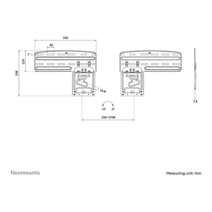 Neomounts TV Wandhalterung 43 85 Zoll ultra flach fixiert schwarz WL30 265BL1