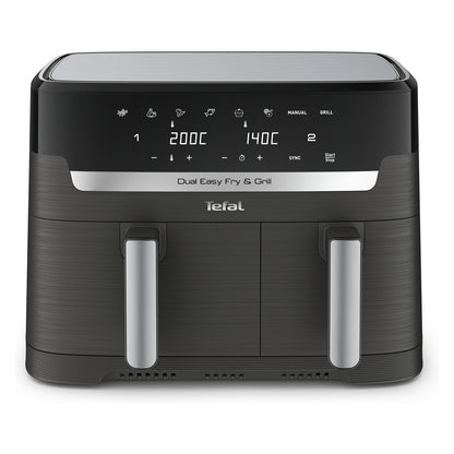 Dual Easy Fry & Grill EY905B, Heißluftfritteuse, 8,3 l, Doppel, Grau, Berührung, Eigenständig