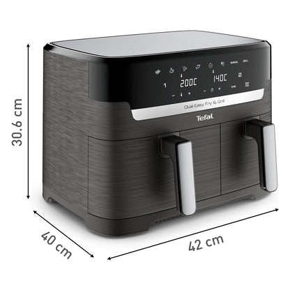 Dual Easy Fry & Grill EY905B, Heißluftfritteuse, 8,3 l, Doppel, Grau, Berührung, Eigenständig