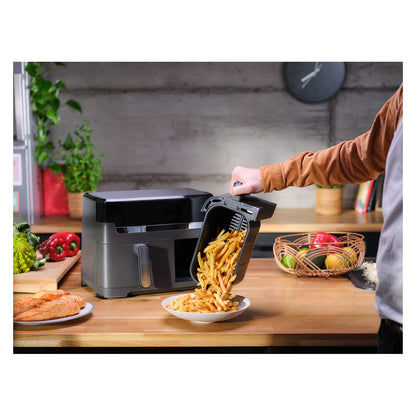 Dual Easy Fry & Grill EY905B, Heißluftfritteuse, 8,3 l, Doppel, Grau, Berührung, Eigenständig