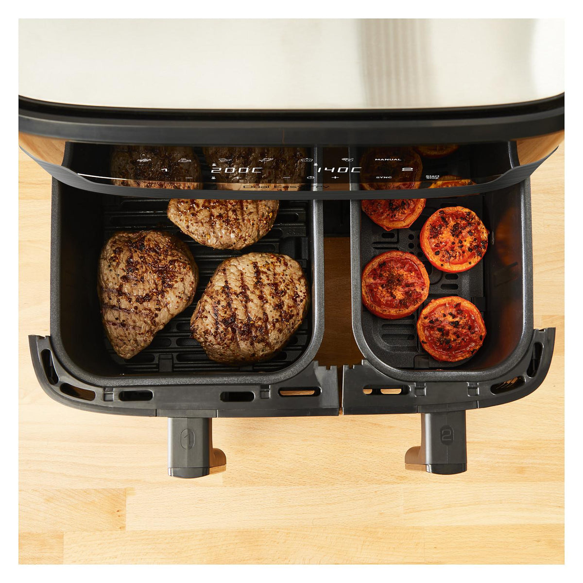 Dual Easy Fry & Grill EY905B, Heißluftfritteuse, 8,3 l, Doppel, Grau, Berührung, Eigenständig