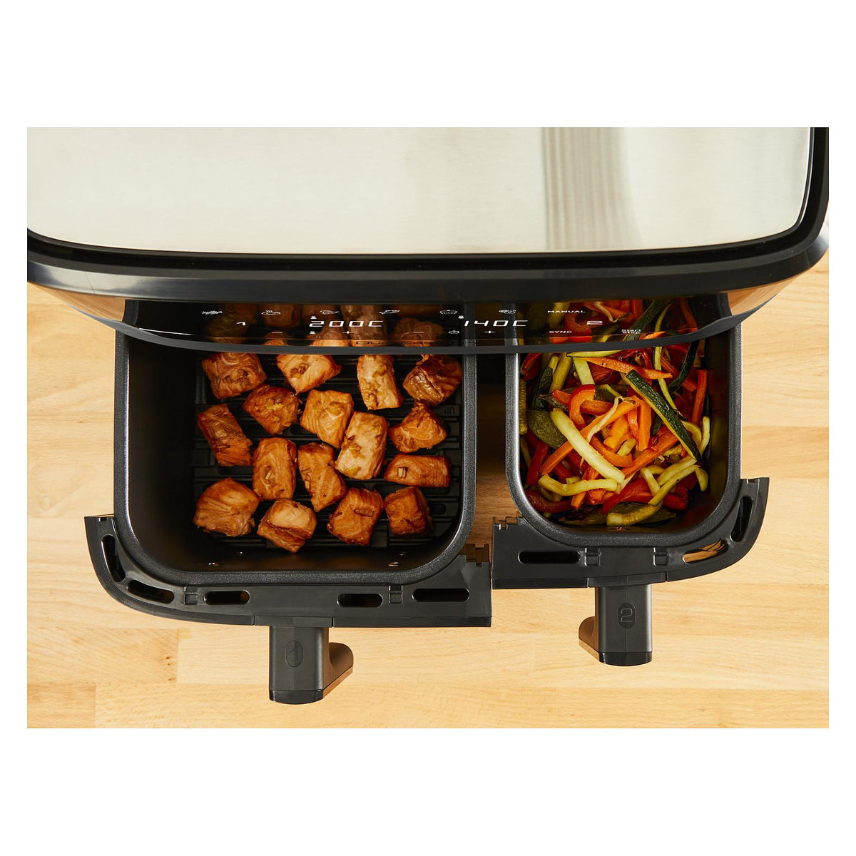 Dual Easy Fry & Grill EY905B, Heißluftfritteuse, 8,3 l, Doppel, Grau, Berührung, Eigenständig