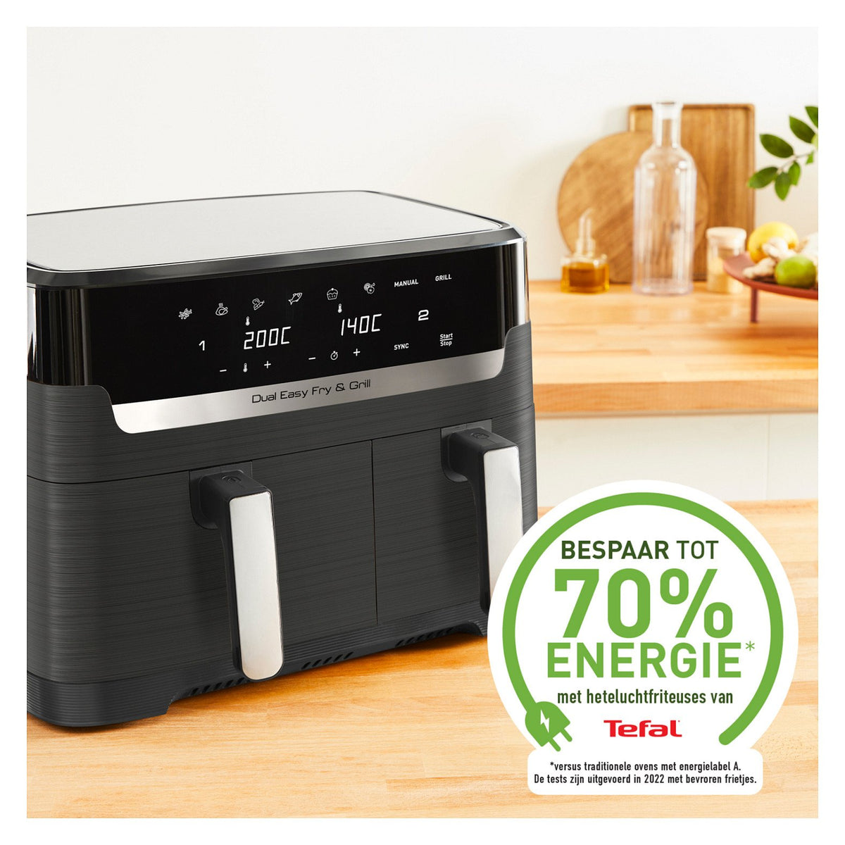 Dual Easy Fry & Grill EY905B, Heißluftfritteuse, 8,3 l, Doppel, Grau, Berührung, Eigenständig