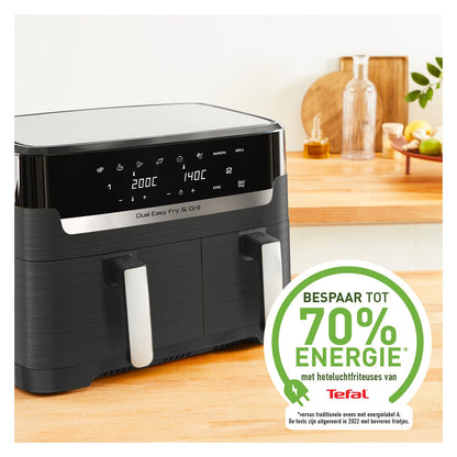 Dual Easy Fry & Grill EY905B, Heißluftfritteuse, 8,3 l, Doppel, Grau, Berührung, Eigenständig