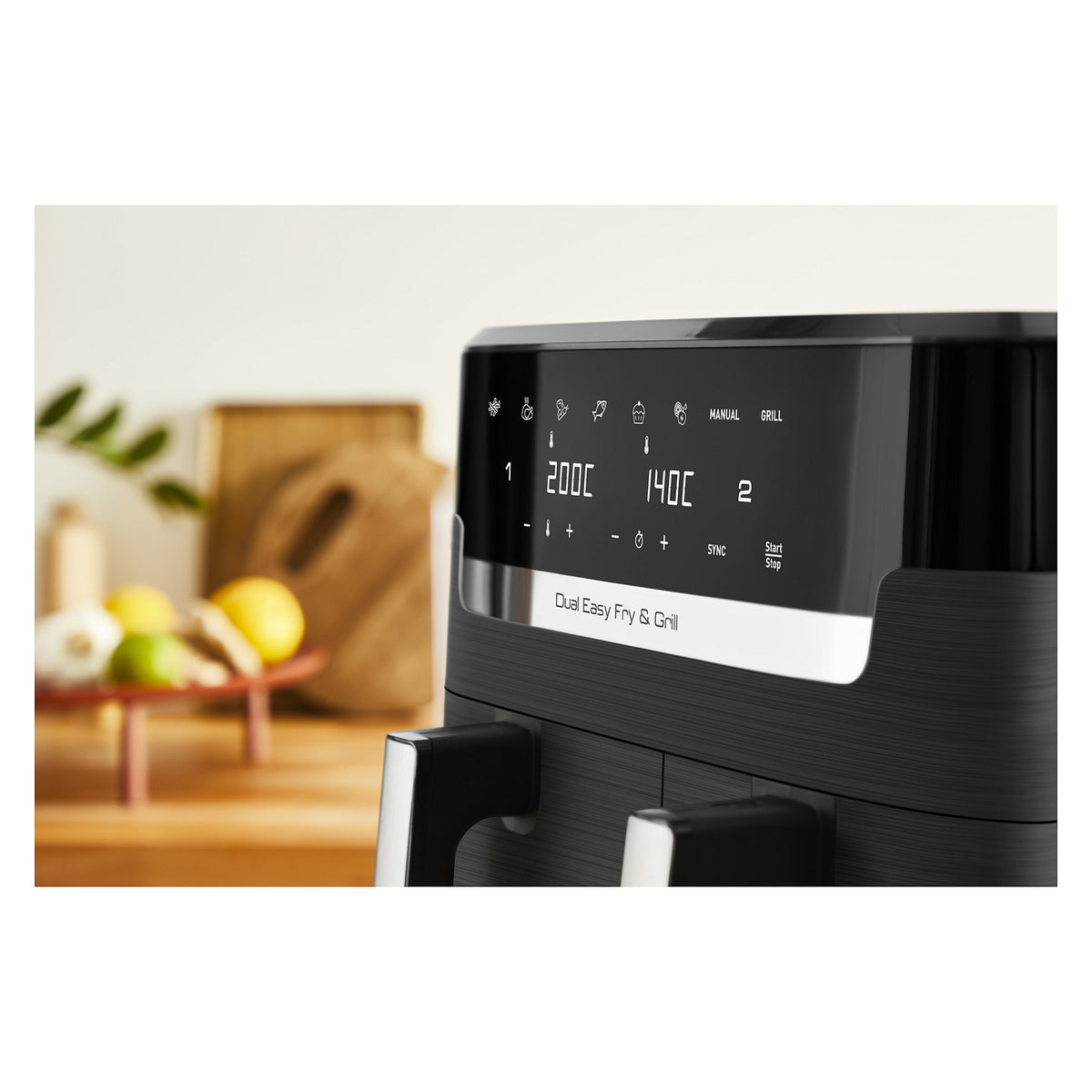Dual Easy Fry & Grill EY905B, Heißluftfritteuse, 8,3 l, Doppel, Grau, Berührung, Eigenständig