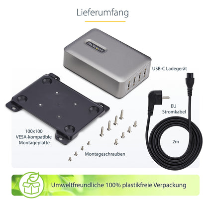 StarTech 4 Port USB C GaN Ladegerät 240W PD 3.1 Silber