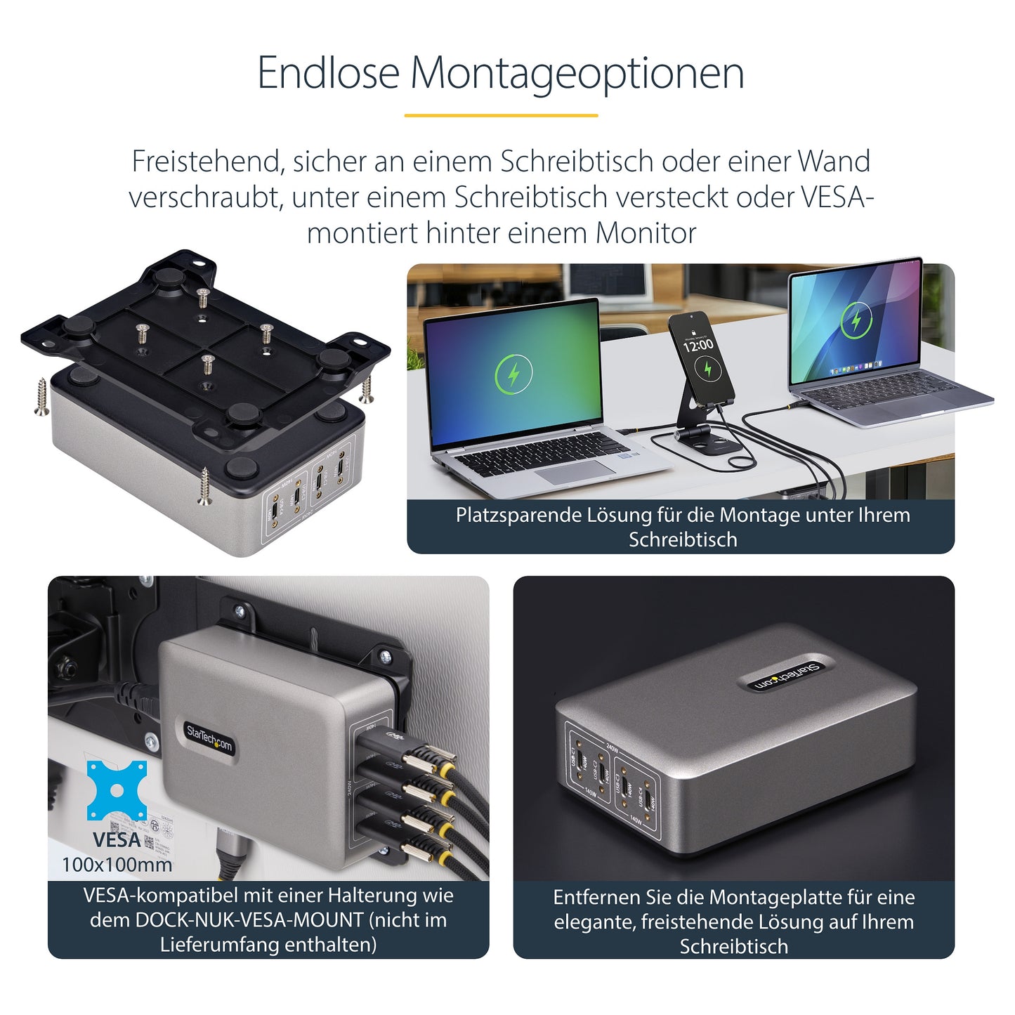 StarTech 4 Port USB C GaN Ladegerät 240W PD 3.1 Silber