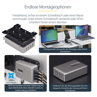 StarTech 4 Port USB C GaN Ladegerät 240W PD 3.1 Silber