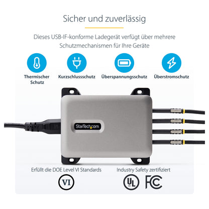 StarTech 4 Port USB C GaN Ladegerät 240W PD 3.1 Silber