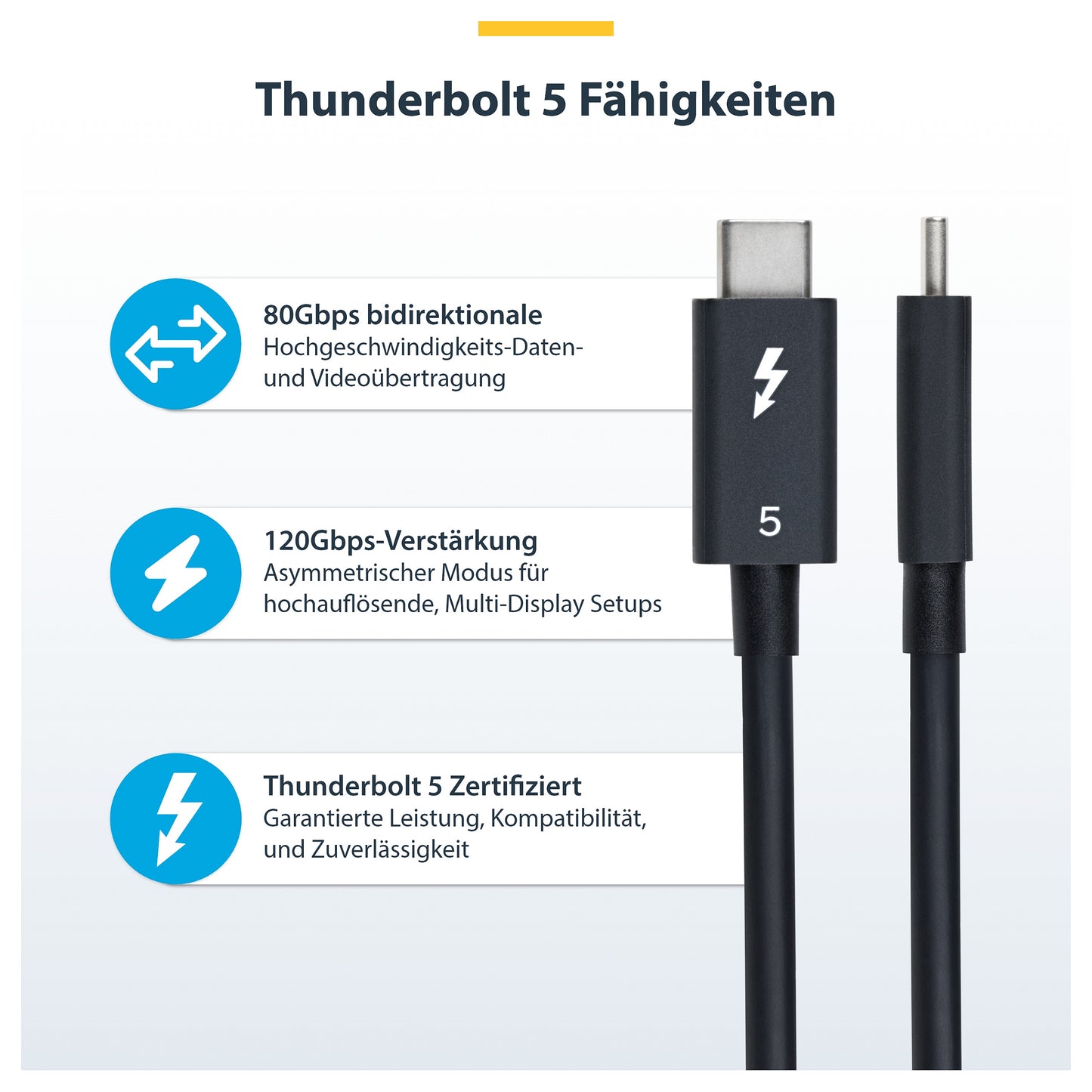 Thunderbolt-Kabel 80Gbps/120Gbps (5) 1m black