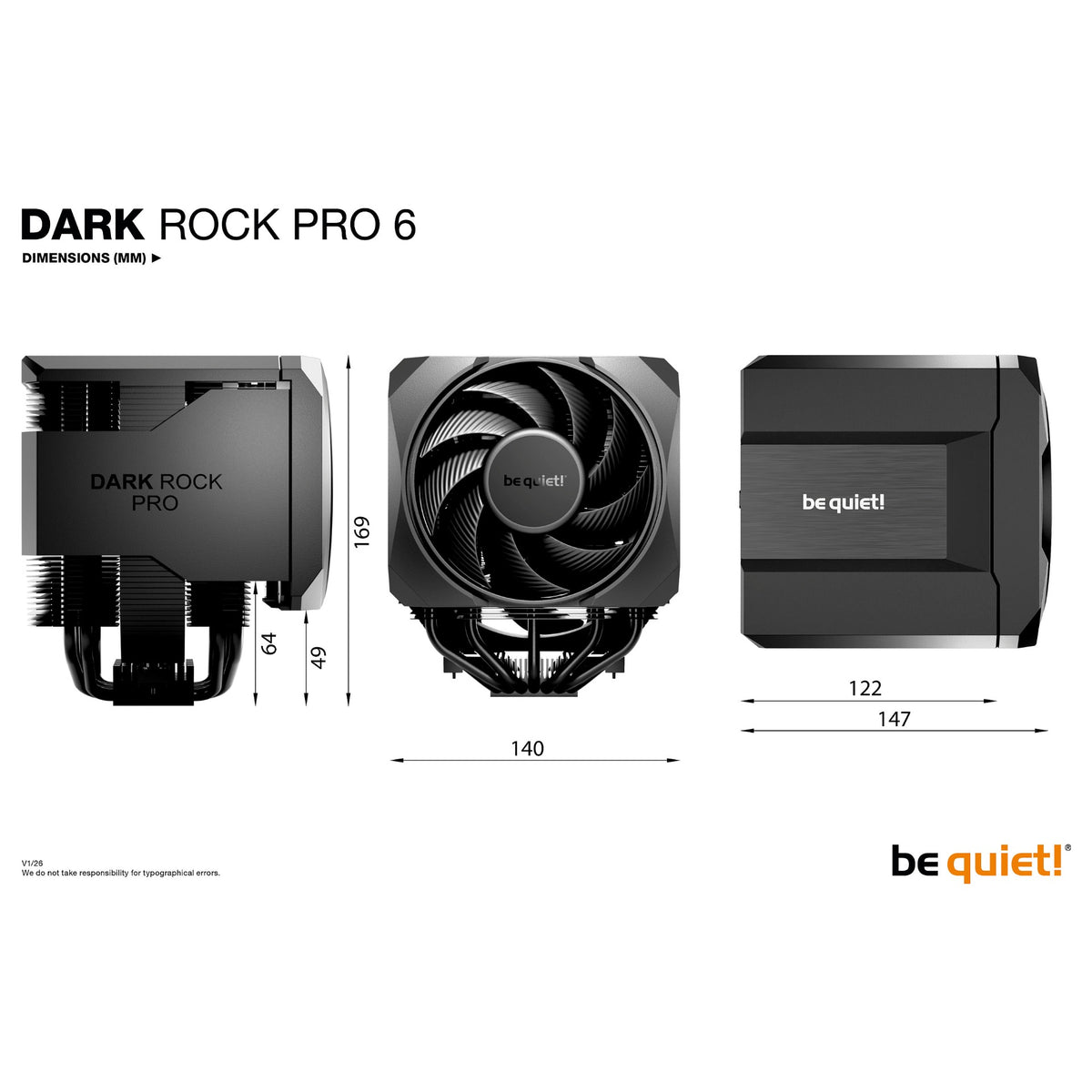 K Cooler be quiet! Dark Rock Pro 6 AMD AM5/AM4 Intel1851/1700/1200/1150/1151/1155