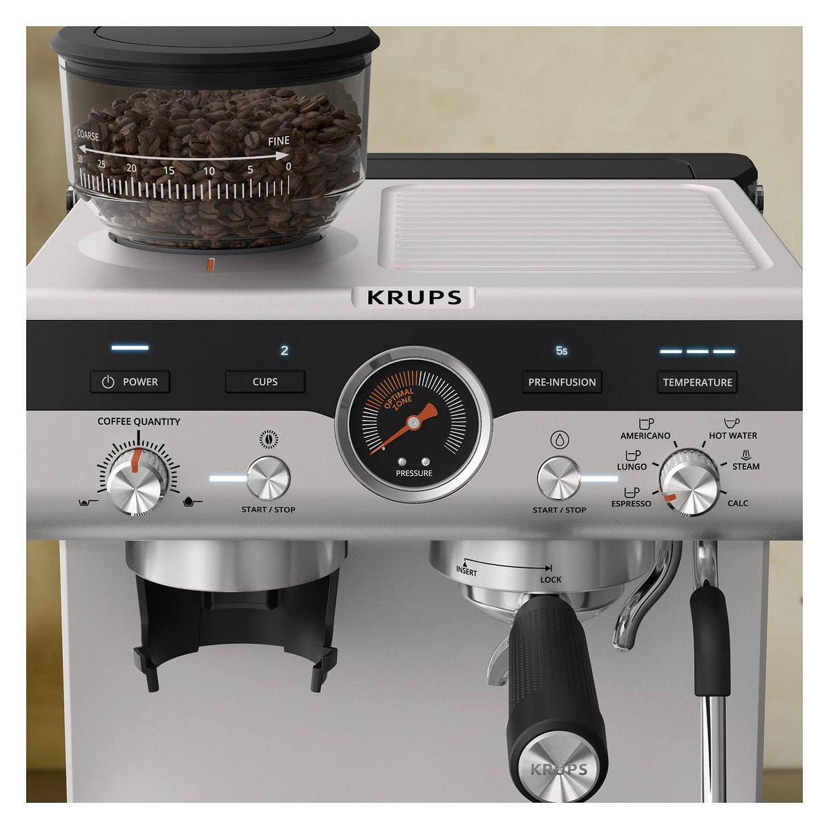 Precision Siebträgermaschine XP801T, Espressomaschine - Black - Edelstahl