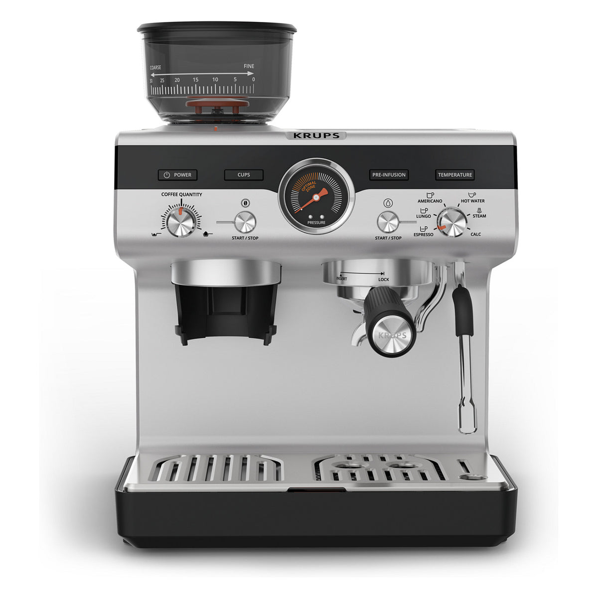 Precision Siebträgermaschine XP801T, Espressomaschine - Black - Edelstahl