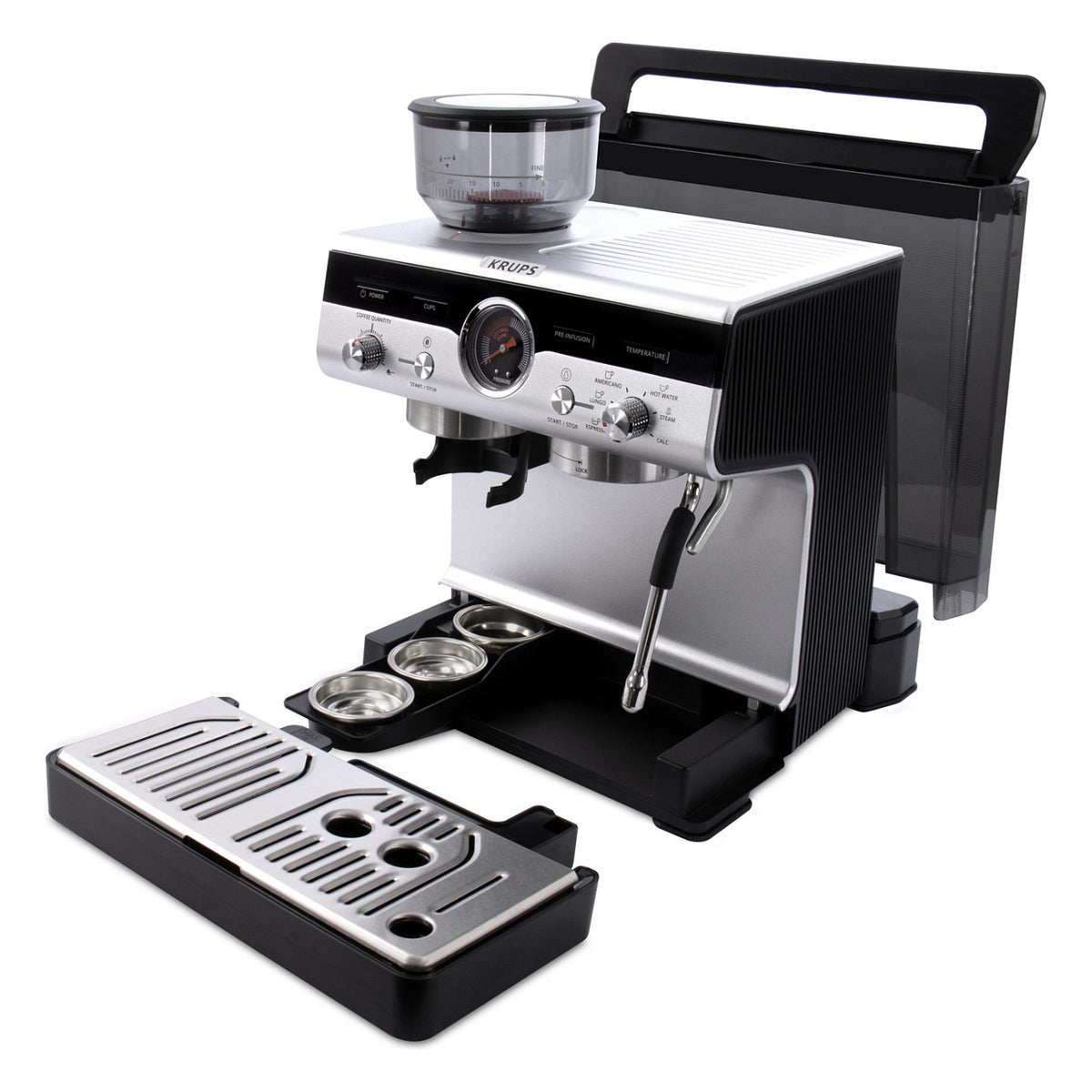 Precision Siebträgermaschine XP801T, Espressomaschine - Black - Edelstahl