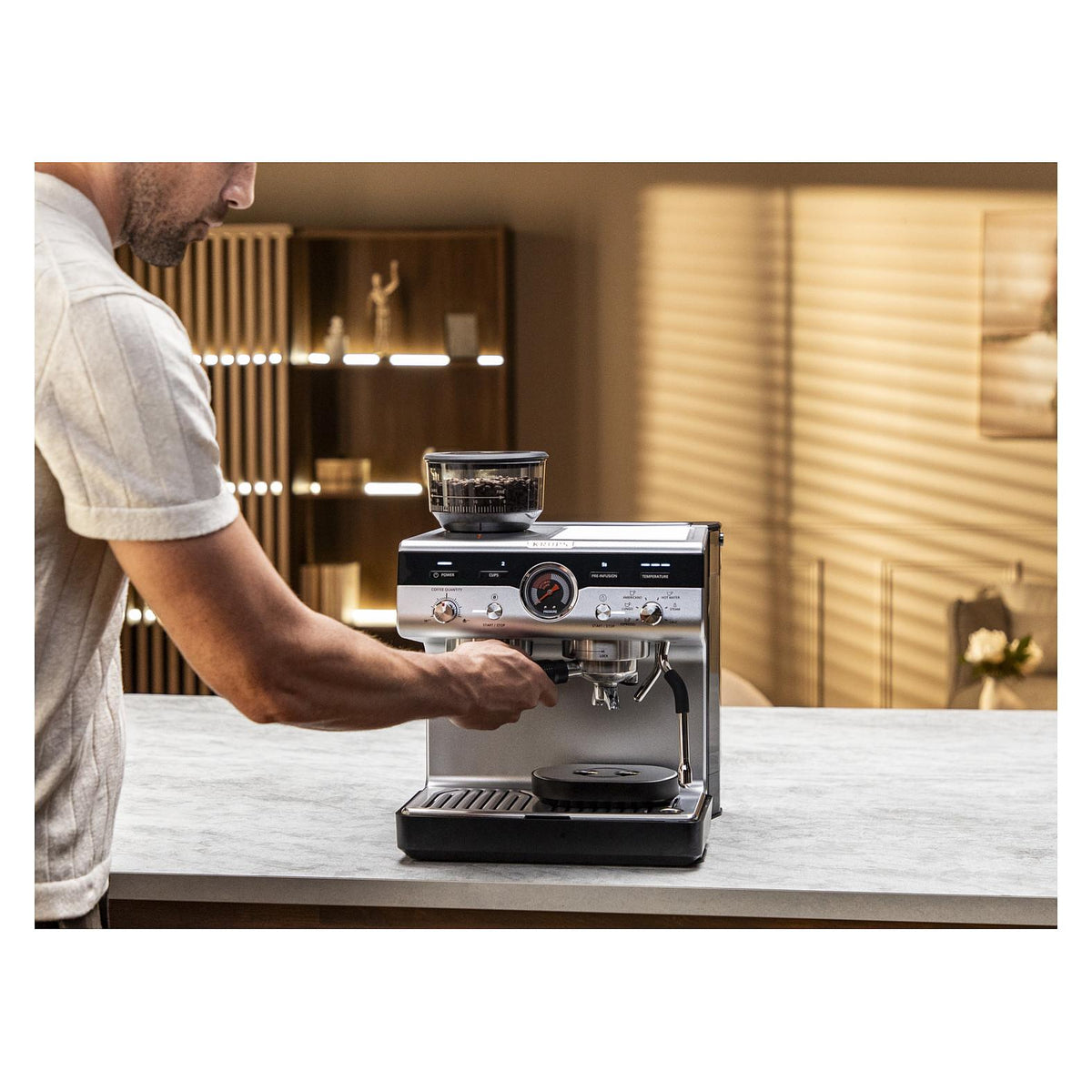 Precision Siebträgermaschine XP801T, Espressomaschine - Black - Edelstahl