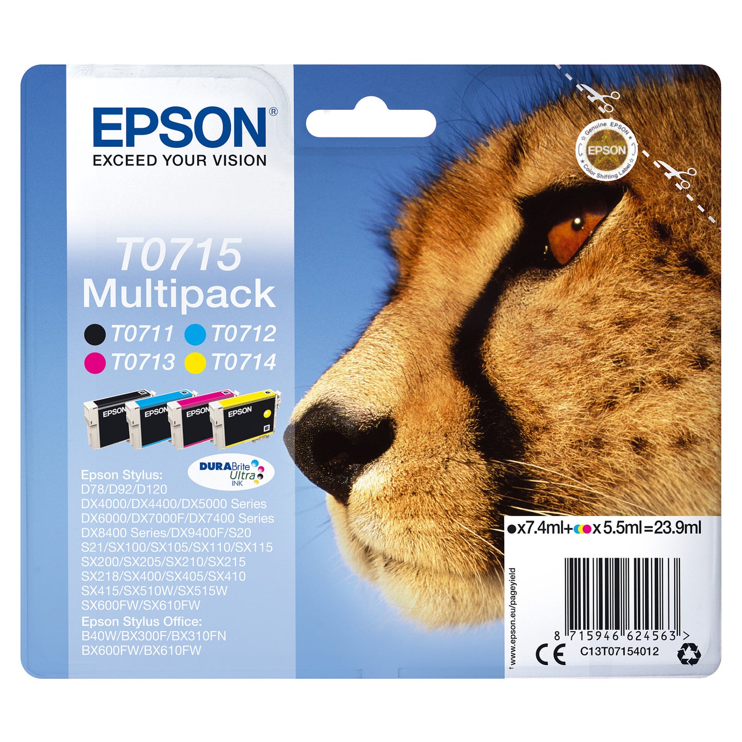 Epson Tinte T0715 4er-Pack black + color T0715