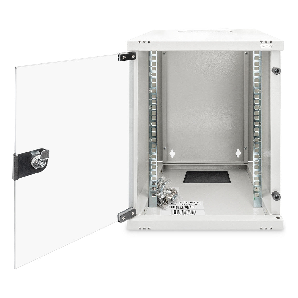 DIGITUS Wandschrank Compact 9HE 254mm 10" Glastür grau