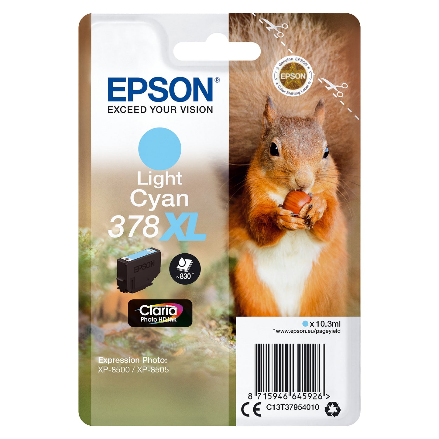 Epson Tinte 378XL C13T37954010 Hellcyan bis zu 830 Seiten