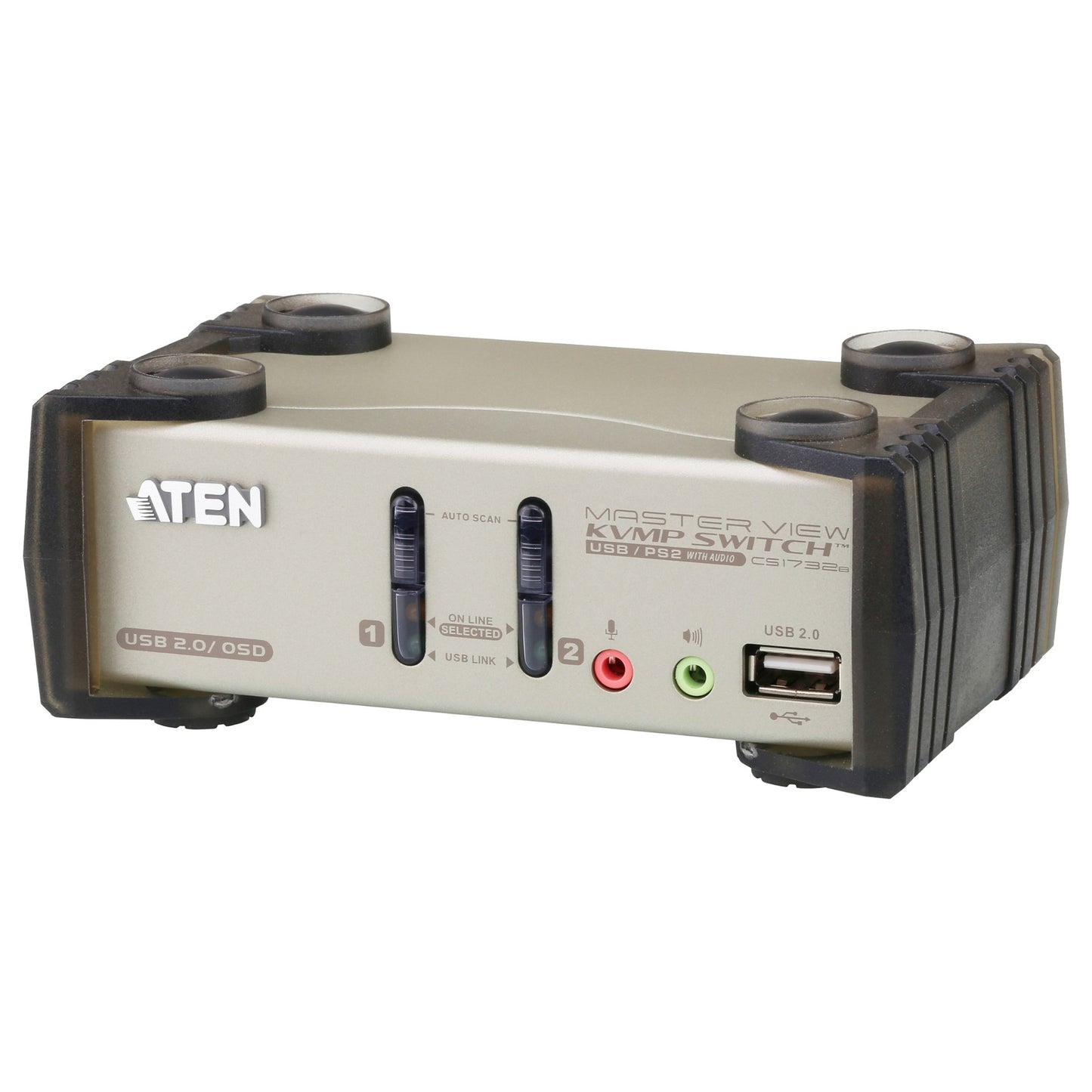 DATA KVM Desktop Switch 2-Port USB - PS/2 VGA KVM Switch with Audio & USB 2.0 Hub (KVM Cables included) ATEN